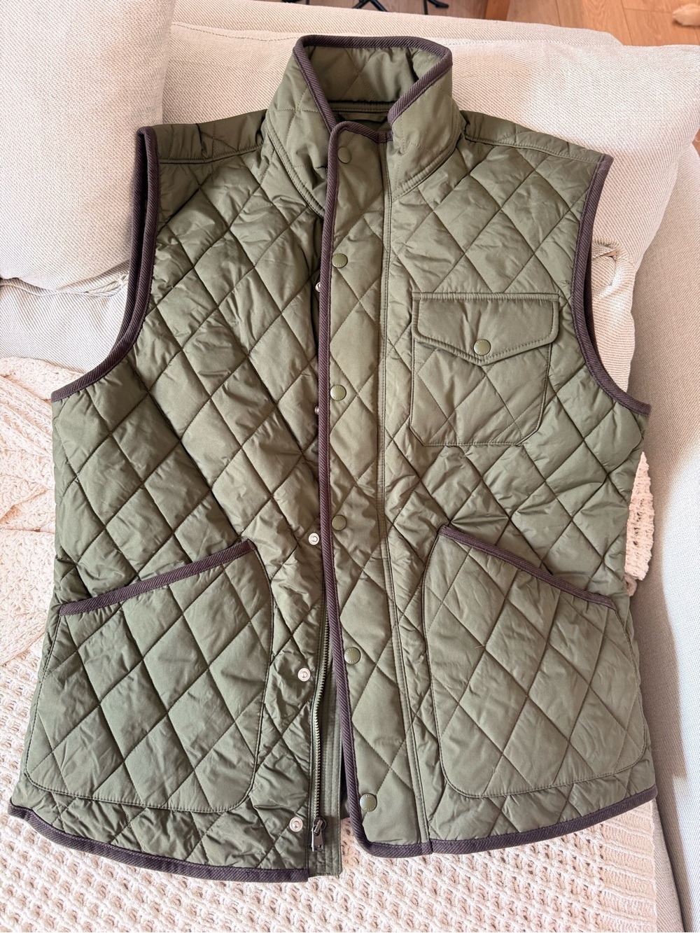 Men’s J.Crew Authentic Outerwear Quilted Vest Olive Green NWT L